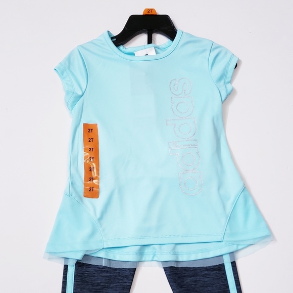Adidas girls light aqua top and capri legg… - Picture 2 of 4